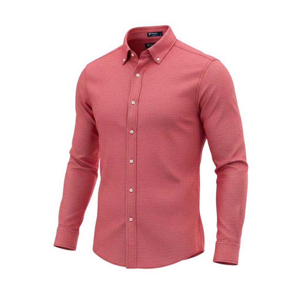 Cremieux Button Down Shirt Mens Size M Red Excellent Heathered Knit Long Sleeve